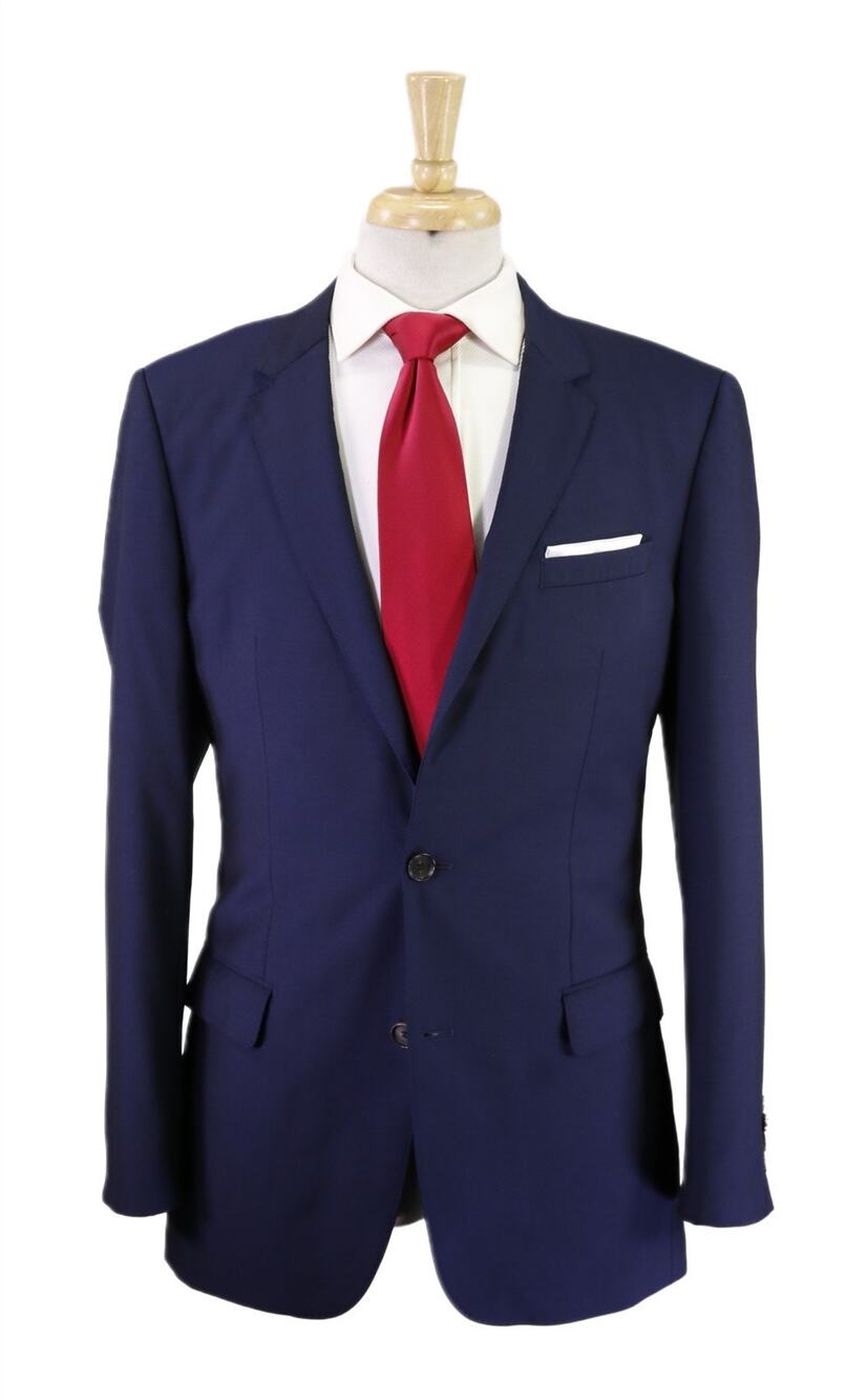 Hugo Boss Huge/Genius Dark Royal Blue Iridescent 2-Btn 110's Wool Suit 40L